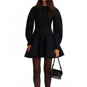 NEW SCANLAN THEODORE crepe knit ballet dress in black